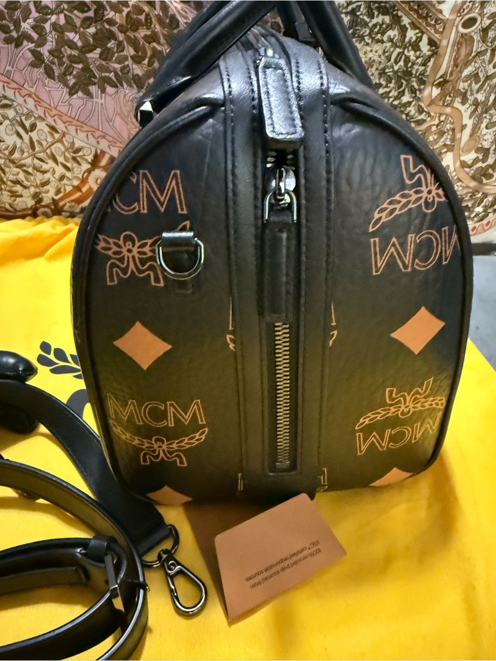 MCM Black and Cognac Visetos Dome Satchel (will not entertain low bids)video!! - Picture 3 of 9